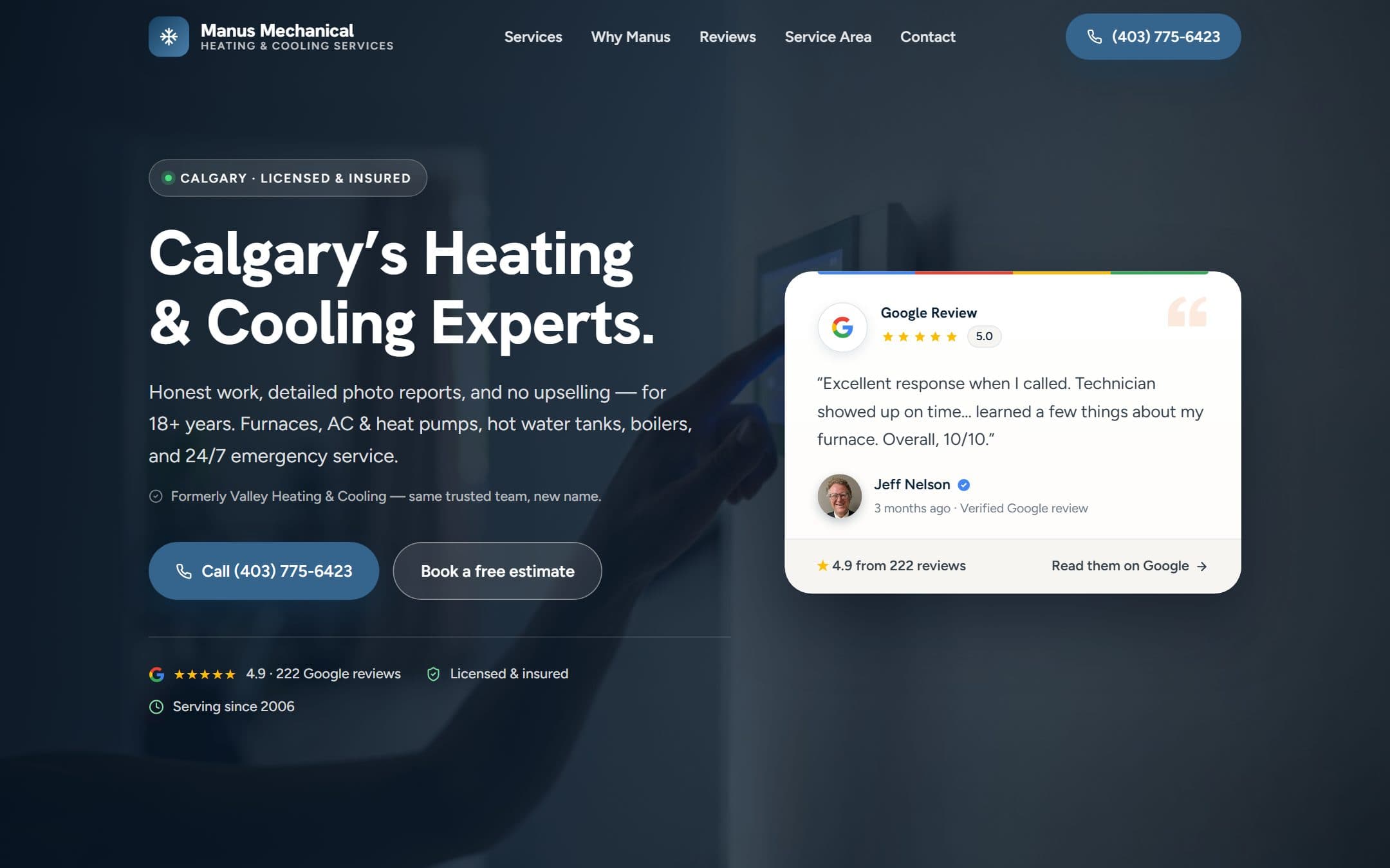 Manus Mechanical — website by Aware Digital
